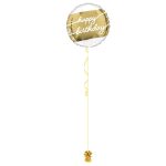 Happy Birthday Gold And White 18 Inch Foil Balloon