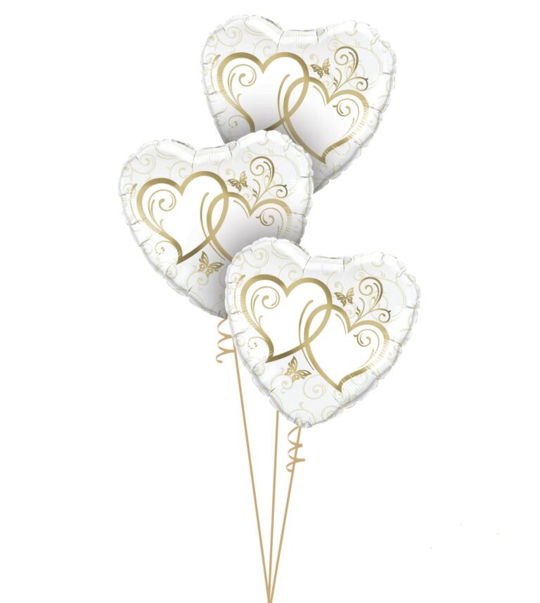 foil balloons with entrwined hearts