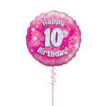 Age 10 Pink Birthday Foil Balloon 18 Inch - Latex Bunch Options