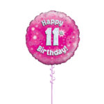 Age 11 Pink Birthday Foil Balloon 18 Inch - Latex Bunch Options