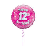Age 12 Pink Birthday Foil Balloon 18 Inch - Latex Bunch Options