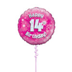 Age 14 Pink Birthday Foil Balloon 18 Inch - Latex Bunch Options