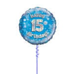 Age 15 Blue Birthday Foil Balloon 18 Inch - Latex Bunch Options