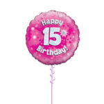Age 15 Pink Birthday Foil Balloon 18 Inch - Latex Bunch Options