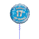 Age 17 Blue Birthday Foil Balloon 18 Inch - Latex Bunch Options