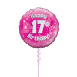 Age 17 Pink Birthday Foil Balloon 18 Inch - Latex Bunch Options