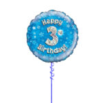 Age 3 Blue Birthday Foil 18 Inch - Latex Bunch Options