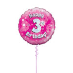 Age 3 Pink Birthday Foil 18 Inch - Latex Bunch Options