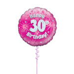 Age 30 Pink Birthday Foil Balloon 18 Inch - Latex Bunch Options