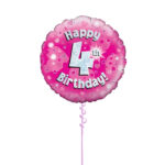 Age 4 Pink Birthday Foil 18 Inch - Latex Bunch Options