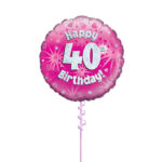 Age 40 Pink Birthday Foil Balloon 18 Inch - Latex Bunch Options