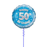 Age 50 Blue Birthday Foil Balloon 18 Inch - Latex Bunch Options