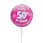 Age 50 Pink Birthday Foil Balloon 18 Inch - Latex Bunch Options