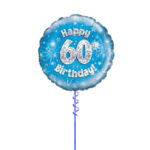Age 60 Blue Birthday Foil Balloon 18 Inch - Latex Bunch Options