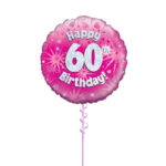 Age 60 Pink Birthday Foil Balloon 18 Inch - Latex Bunch Options
