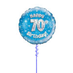 Age 70 Blue Birthday Foil Balloon 18 Inch - Latex Bunch Options