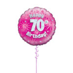 Age 70 Pink Birthday Foil Balloon 18 Inch - Latex Bunch Options