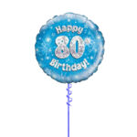 Age 80 Blue Birthday Foil Balloon 18 Inch - Latex Bunch Options