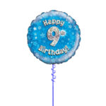 Age 9 Blue Birthday Foil Balloon 18 Inch - Latex Bunch Options