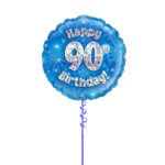 Age 90 Blue Birthday Foil Balloon 18 Inch - Latex Bunch Options