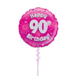 Age 90 Pink Birthday Foil Balloon 18 Inch - Latex Bunch Options