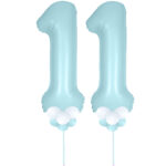 Light Blue Number 11 Balloons