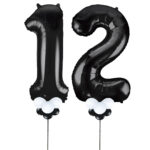 Black Number 12 Balloons