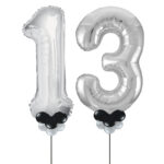 Silver Number 13 Balloons