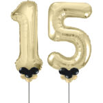 Gold Number 15 Balloons