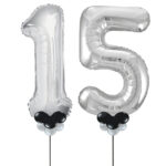 Silver Number 15 Balloons