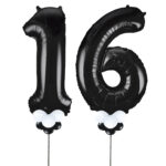 Black Number 16 Balloons