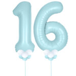 Light Blue Number 16 Balloons