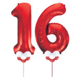 Red Number 16 Balloons