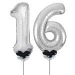 Silver Number 16 Balloons