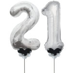 Silver Number 21 Balloons