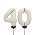 White Number 40 Balloons