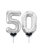Silver Number 50 Balloons