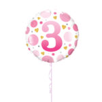 Pink Age 3 Foil Balloon 18 Inch - Latex Bunch Options