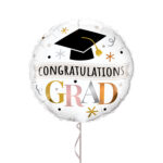 Graduation White Foil Balloon 18 Inches – Latex Bunch Options