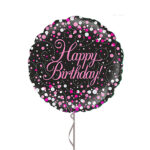 Happy Birthday Black Foil Balloon 18 Inches – Latex Bunch Options