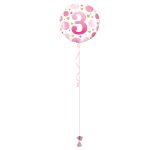 Age 3 Pink 18 Inch Foil Balloon