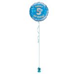 Age 5 Blue Holographic 18 Inch Balloon